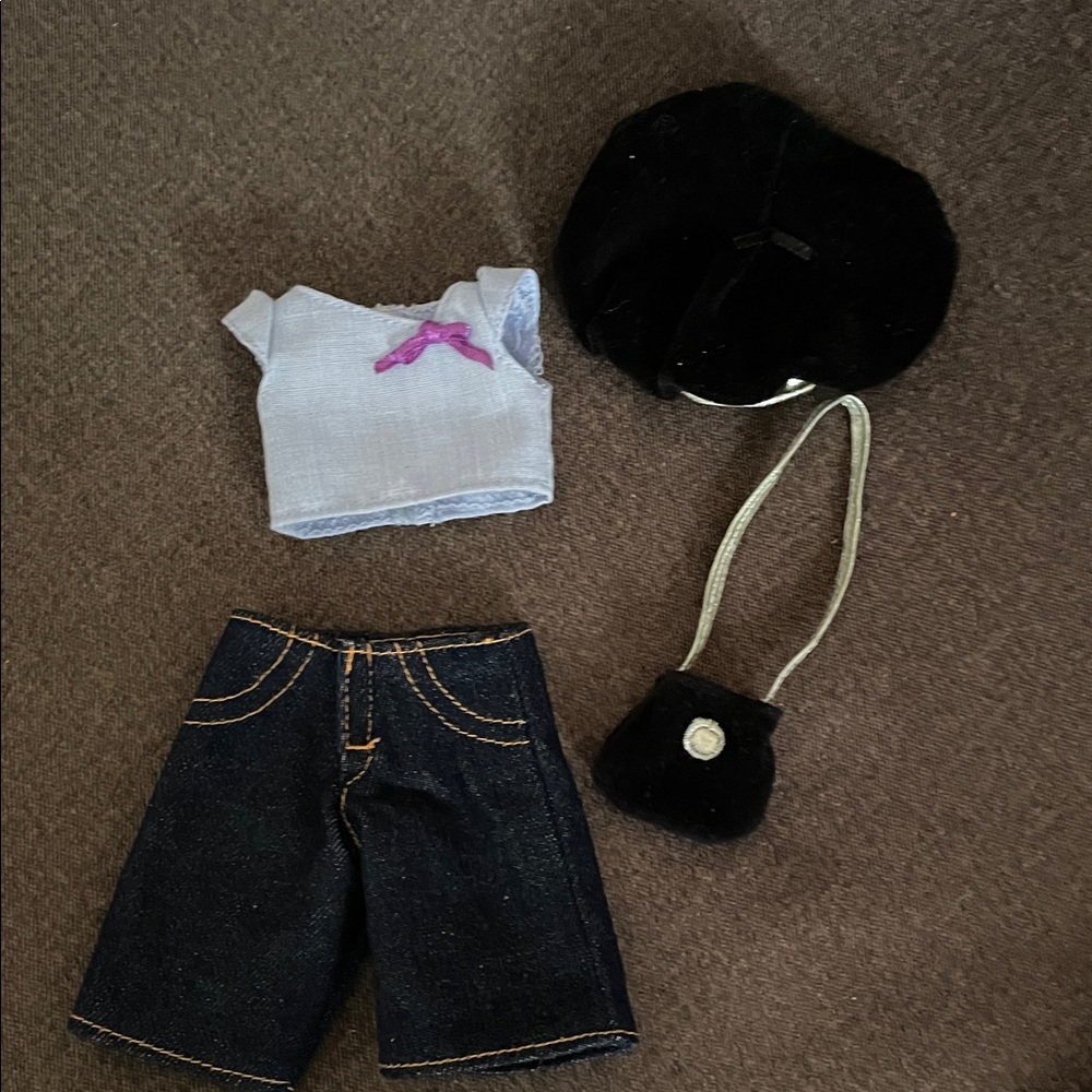 Stylish Doll Outfit Set with Black Accessories